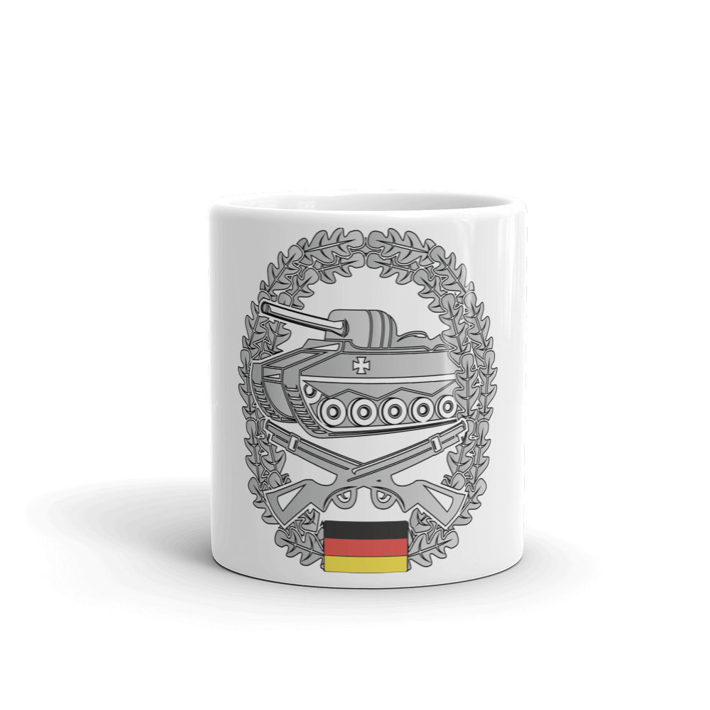 Weiße, glänzende Tasse Panzergrenadier